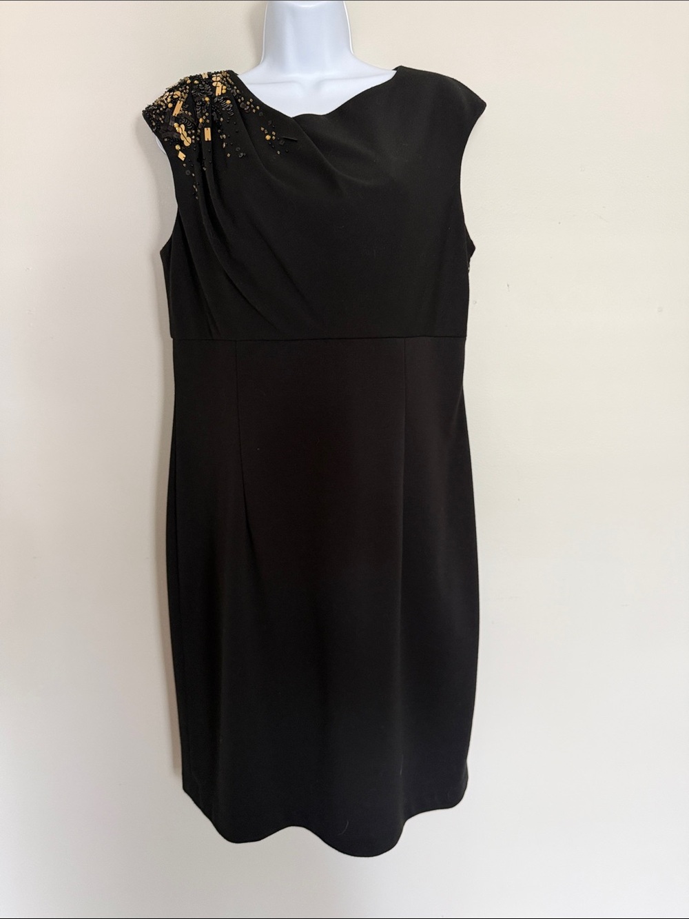 Calvin Klein Black Midi Dress with Gold Sequin Accent
